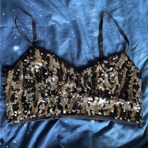 Sequin Black and Gold Women's Top